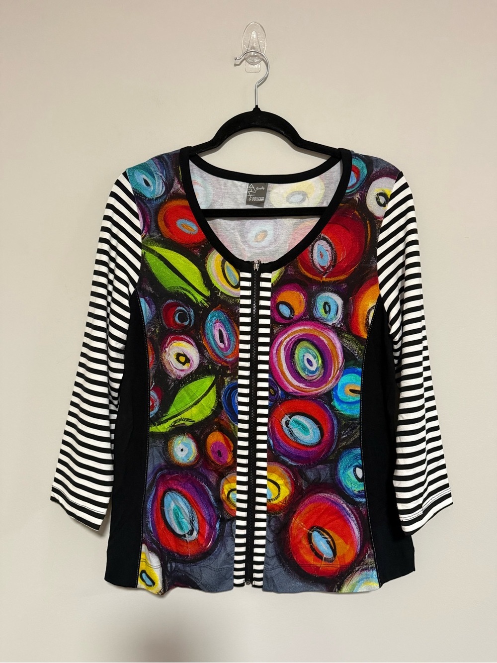 Simply Art by Dolcezza Abstract Artsy Stripe Cardigan Top See Measurements